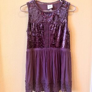 Knox Rose Plum Velvet Top with Floral Accents